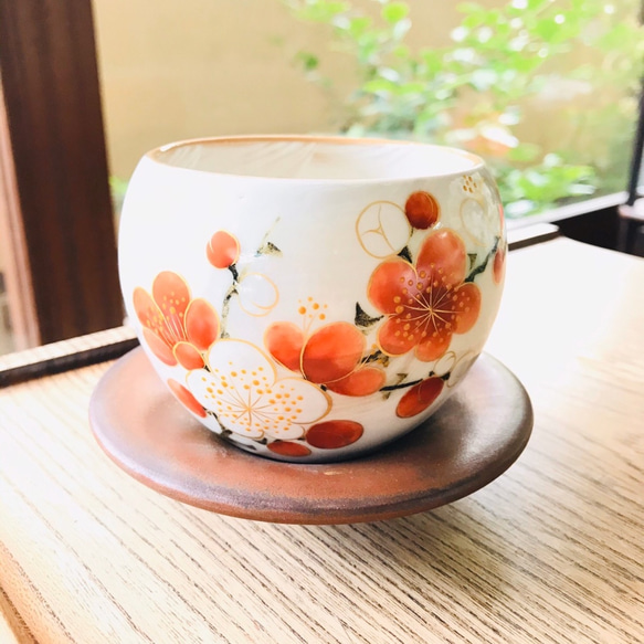 京焼・清水焼 陶あん】玉湯呑み 紅白梅 湯呑み 京焼・清水焼窯元