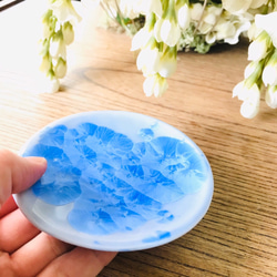 京焼・花結晶 丸豆皿(青) 6枚目の画像