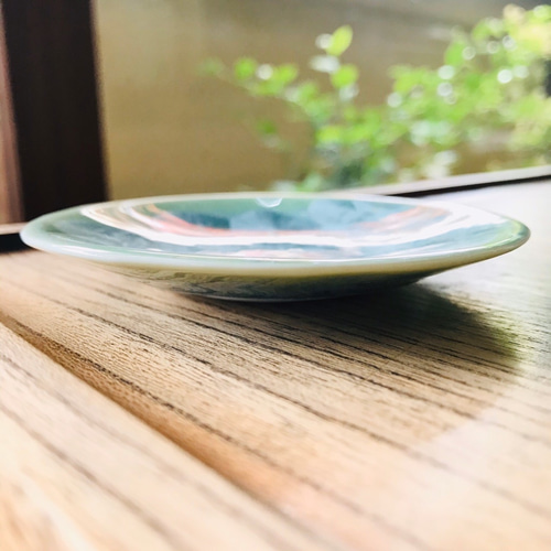 京焼・花結晶 丸豆皿(グリーン) 薬味皿・豆皿 京焼・清水焼窯元