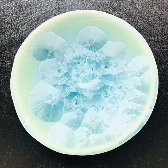 京焼・花結晶 丸豆皿(グリーン) 3枚目の画像