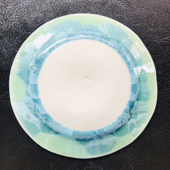 京焼・花結晶 丸豆皿(グリーン) 4枚目の画像