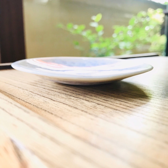 京焼・花結晶 丸豆皿(うす紫) 2枚目の画像