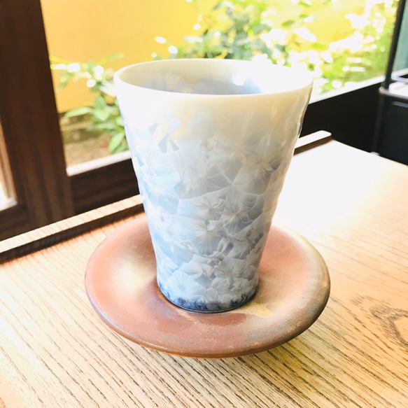 京焼・花結晶 なごみカップ(銀藤) 1枚目の画像