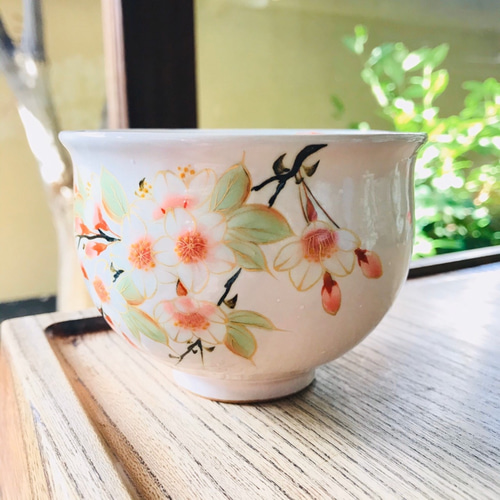 京焼・清水焼 オクシマ湯呑み 薄桃 湯呑み 京焼・清水焼窯元 陶
