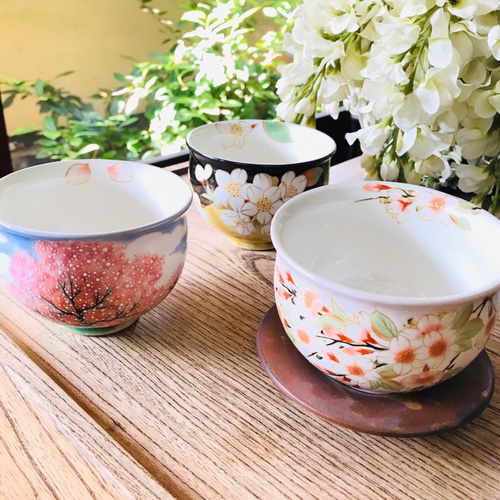 楽天市場】京焼 清水焼 陶あん 色絵付け オクシマ湯呑（銀地×桜