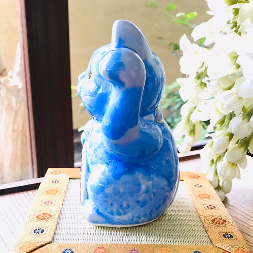 陶あん　花結晶招き猫 陶あん【新作】-招き猫- 白×金地 菖蒲 開運 | 京焼 陶あん