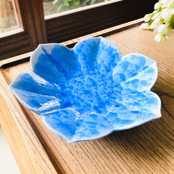 清水焼 花結晶 花型皿(青) 中皿 京焼・清水焼窯元 陶あん 通販 9560722