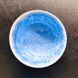 清水焼 花結晶 ふくりん茶碗(小) 青 3枚目の画像