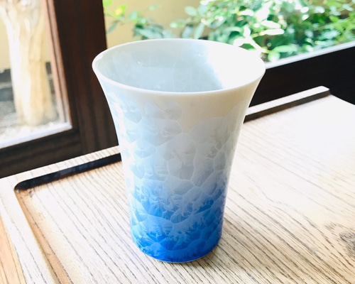 【アンティーク】青白グラデーション ガラスカップ 0_3f913056a3a73f4385d3bef83cde
