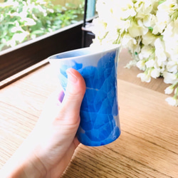 京焼・花結晶 フリーカップ(青) 5枚目の画像