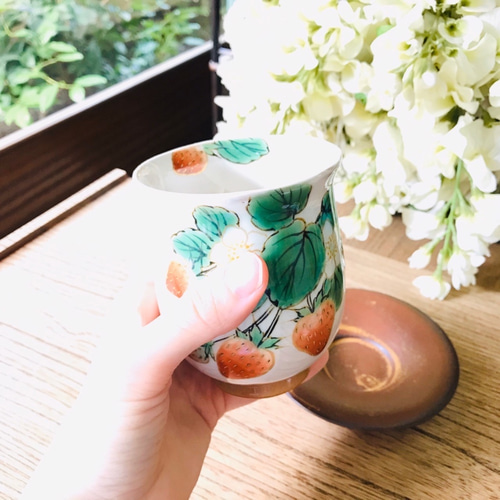 陶葊　　京焼　　ふくりん湯呑み 京焼 清水焼 陶あん 花結晶 ふくりん湯呑 大小2サイズ 選べる全