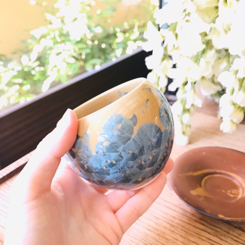 清水焼 花結晶 玉湯呑み(灰青) 湯呑み 京焼・清水焼窯元 陶あん 通販