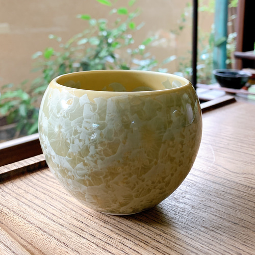 京焼・清水焼 花結晶 玉湯呑み(黄) 湯呑み 京焼・清水焼窯元 陶あん  