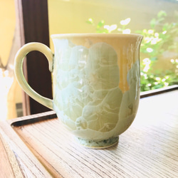 清水焼 花結晶 ふくりんマグカップ(黄色) 3枚目の画像