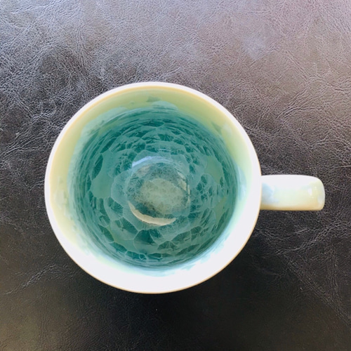 清水焼 花結晶 ふくりんマグカップ(グリーン) マグカップ 京焼・清水焼