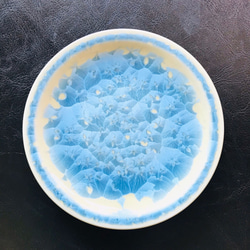 清水焼 花結晶 4寸丸皿(縹) 3枚目の画像