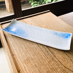 清水焼 花結晶 さんま皿(青グラデーション) 1枚目の画像
