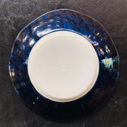 清水焼 花結晶 15cm手びねり皿(青墨) 小皿 京焼・清水焼窯元 陶あん