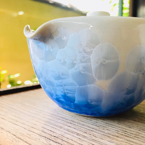 清水焼 花結晶 急須(青グラデーション) ポット・急須 京焼・清水焼窯元