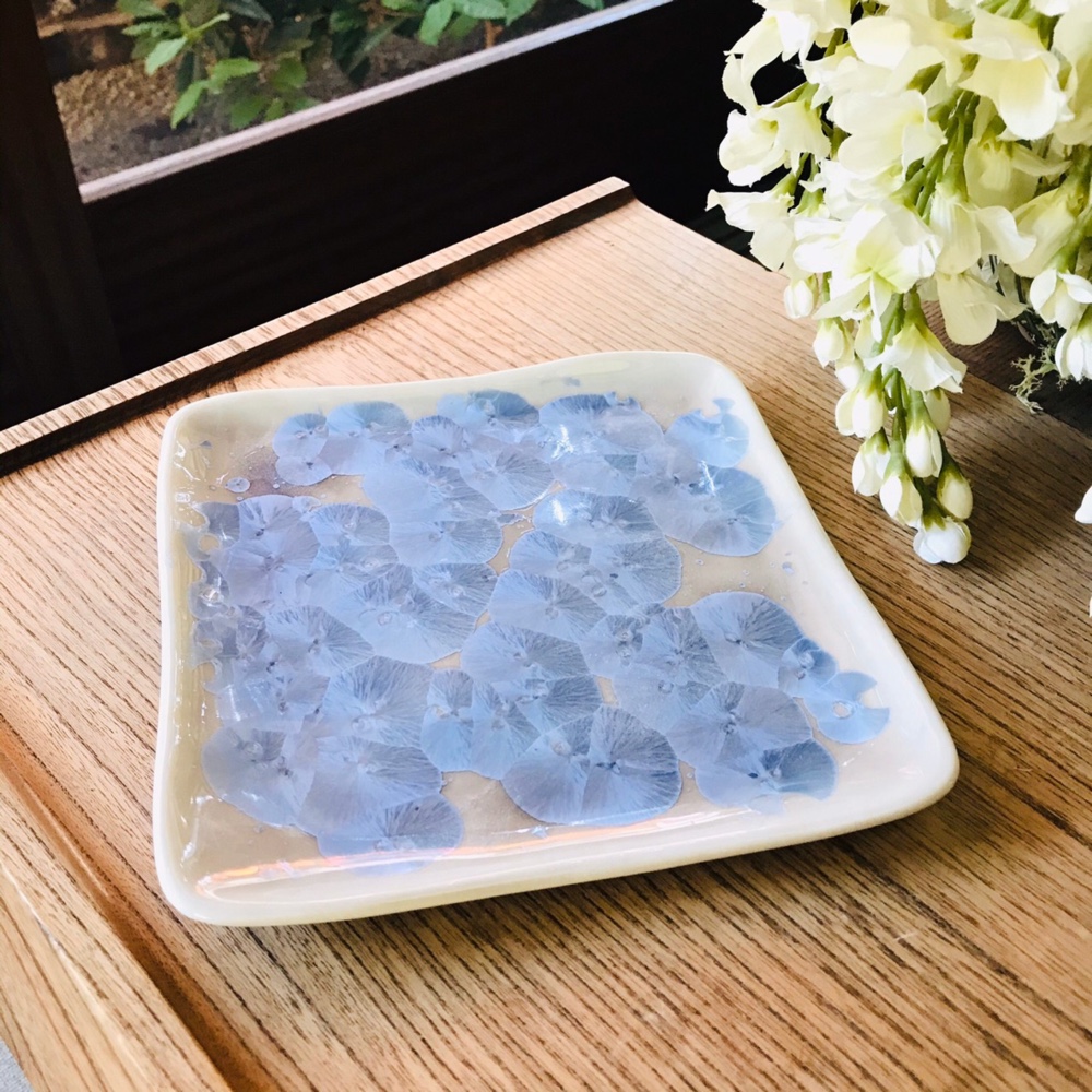 清水焼 花結晶 角平皿 大(銀藤) 4,455円