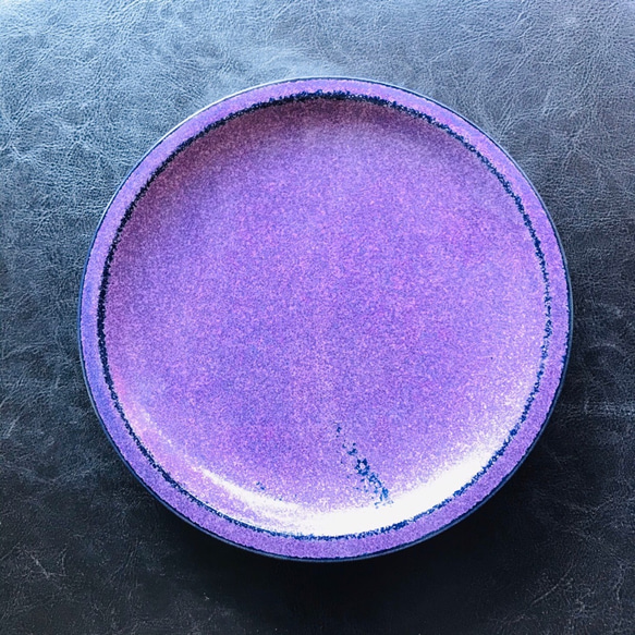 清水焼 紫結晶 6寸丸皿 3枚目の画像