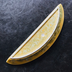 清水焼 花結晶 半月皿(黄色) 5枚目の画像