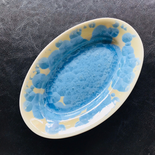 清水焼 花結晶 オーバル皿 小 (縹) 小皿 京焼・清水焼窯元 陶あん 通販