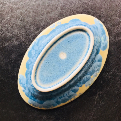 清水焼 花結晶 オーバル皿 小 (縹) 小皿 京焼・清水焼窯元 陶あん 通販