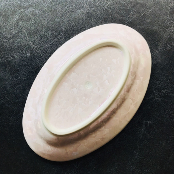 清水焼 花結晶 オーバル皿 小 (ピンク) 4枚目の画像