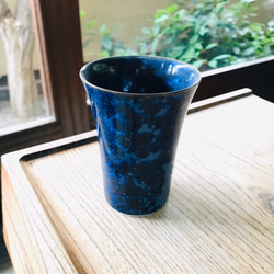 京焼・花結晶 フリーカップ(青墨) 1枚目の画像