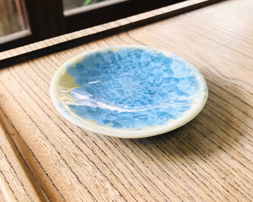 京焼・花結晶 丸豆皿(縹) 薬味皿・豆皿 京焼・清水焼窯元 陶あん