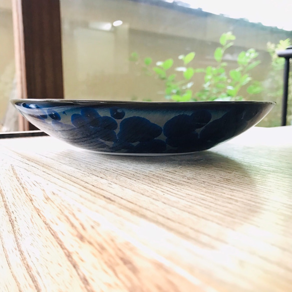 京焼・花結晶 ダエン鉢 中(青墨) 2枚目の画像