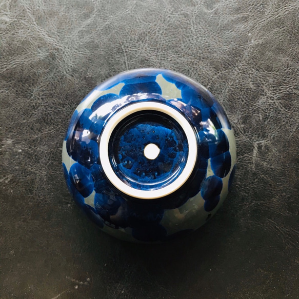 清水焼 花結晶 ふくりん茶碗(小) 青墨 4枚目の画像