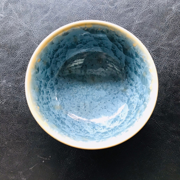 清水焼 花結晶 ふくりん茶碗(小) 灰青 3枚目の画像