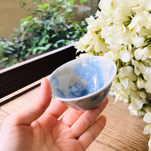 清水焼 花結晶 盃 大(銀藤) おちょこ・ぐい呑み・徳利 京焼・清水焼