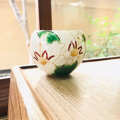 京焼・清水焼 陶あん】玉湯呑み カサブランカ 湯呑み 京焼・清水焼窯元