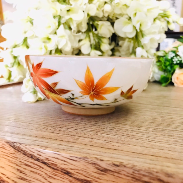 清水焼 ご飯茶碗 小 (紅葉) 4枚目の画像