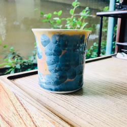 清水焼 花結晶 焼酎杯(灰青) 2枚目の画像