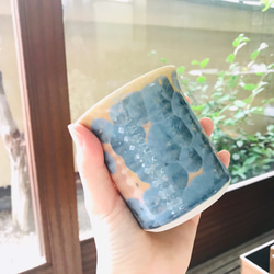 清水焼 花結晶 焼酎杯(灰青) 5枚目の画像