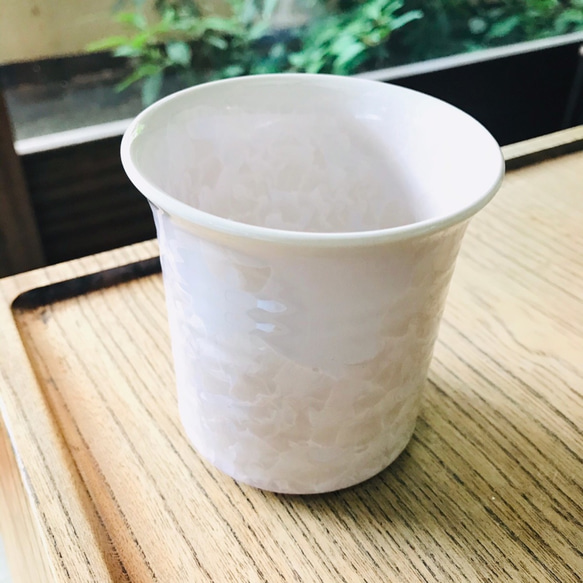 清水焼 花結晶 焼酎杯(ピンク) 1枚目の画像