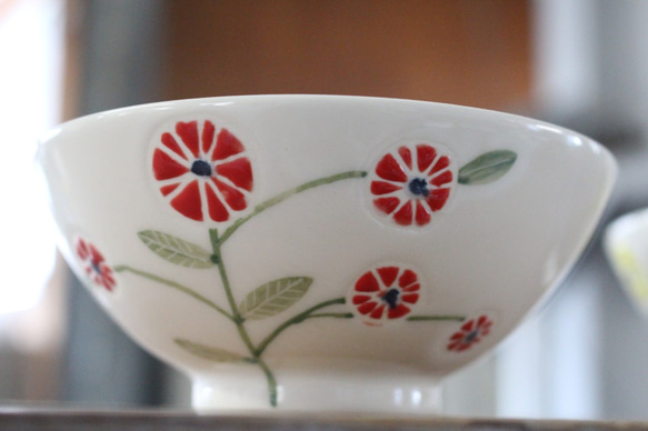 松尾摂子 絵　フロル 三色の花ごはん茶碗 8枚目の画像