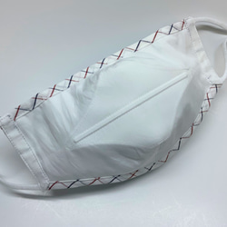 春柄刺繍の綿レース　白Ver.　布マスク　有料フィルターポケット 6枚目の画像