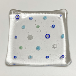 ミルフィオリガラス小皿　ブルー系 2枚目の画像