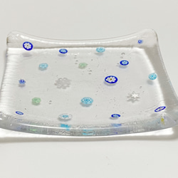 ミルフィオリガラス小皿　ブルー系 3枚目の画像