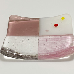 市松模様 ガラス箸置き豆皿　パープル 4枚目の画像