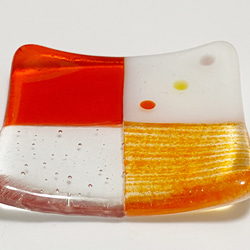 市松模様 ガラス箸置き豆皿　レッド 4枚目の画像