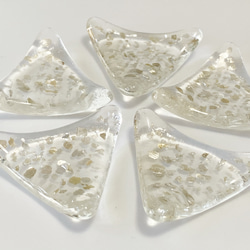 5個セット　三角ガラス箸置き　透明クリア 3枚目の画像