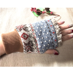 【冬ごもり2020】ハンドウォーマー⭐︎スノークリスタル⭐︎選べるサイズとカラー⭐︎指なし手袋⭐︎ 3枚目の画像