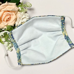 夏用マスク　青色　花柄　薄型　涼感タイプ　単品⭐︎ 2枚目の画像