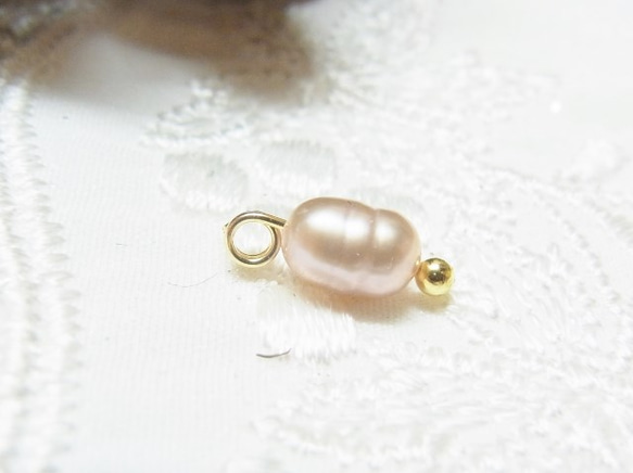 淡水パール ビーズ　ボールピン 加工パーツ　天然石　ラベンダー 2枚目の画像